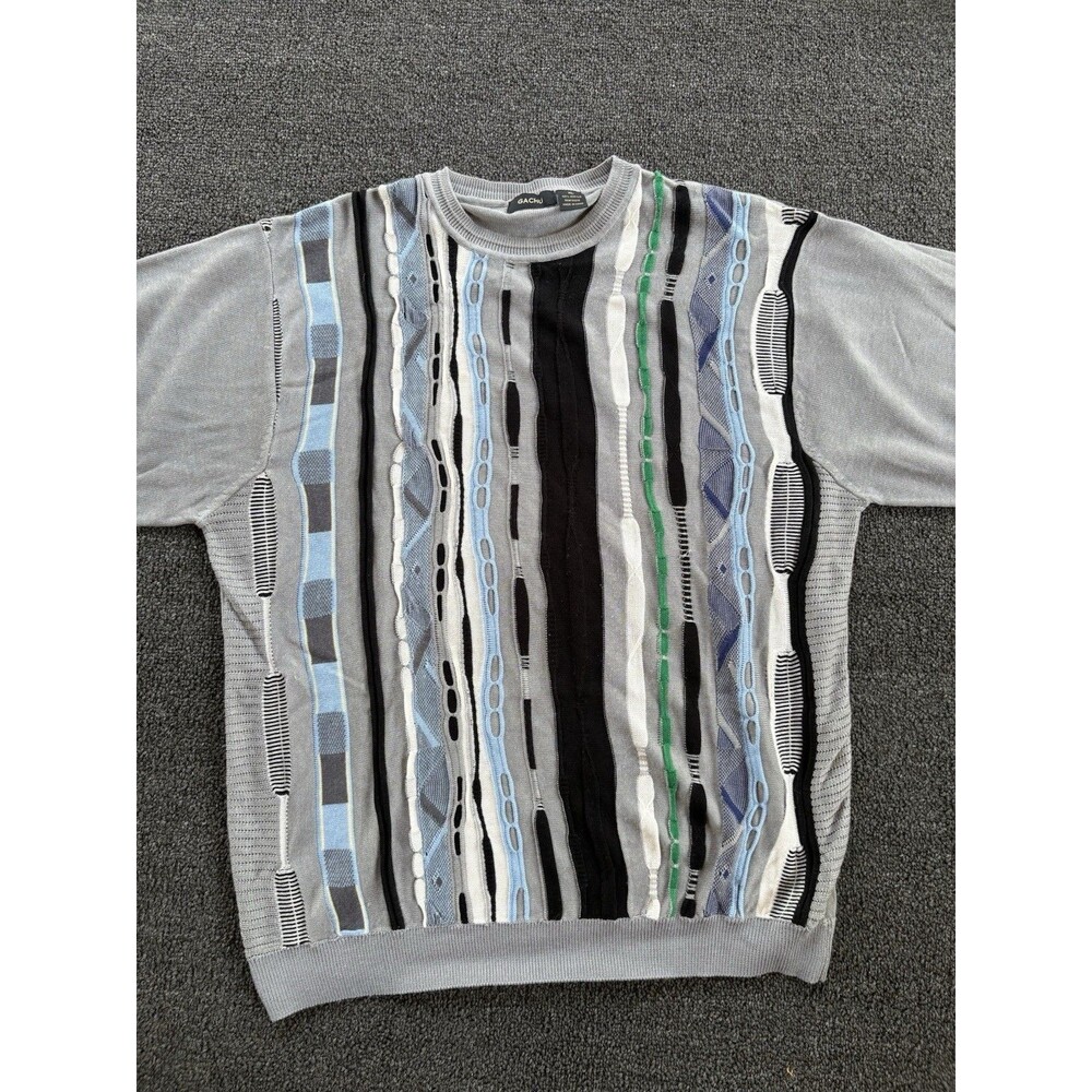 Gachu 3d Knit Short Sleeve Tee Size XL Men's Gray/Blue